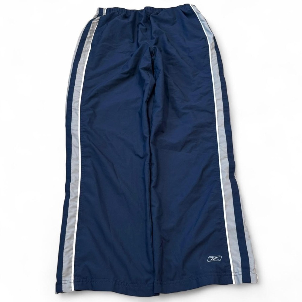 Vintage Reebok Navy Blue Striped Baggy Track Pants Men's Large Sportswear Y2K